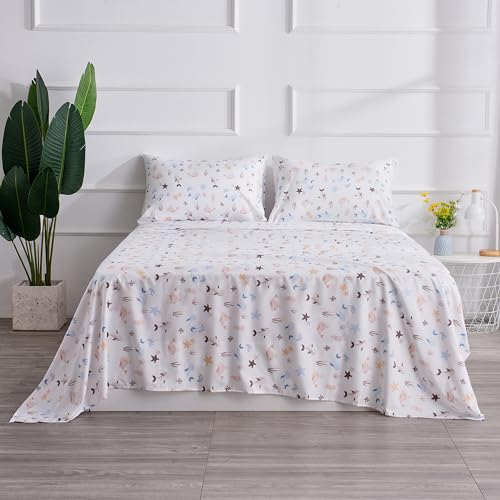 Image of Sea Animal Queen Sheets Fish Whale Underwater World Cute Cozy Fun Queen Bed Sheet Set for Kids Girls Boys Children - Kids Bed Sheet Collection - Deep Pocket, Wrinkle Free and Soft Bedding - 4PC