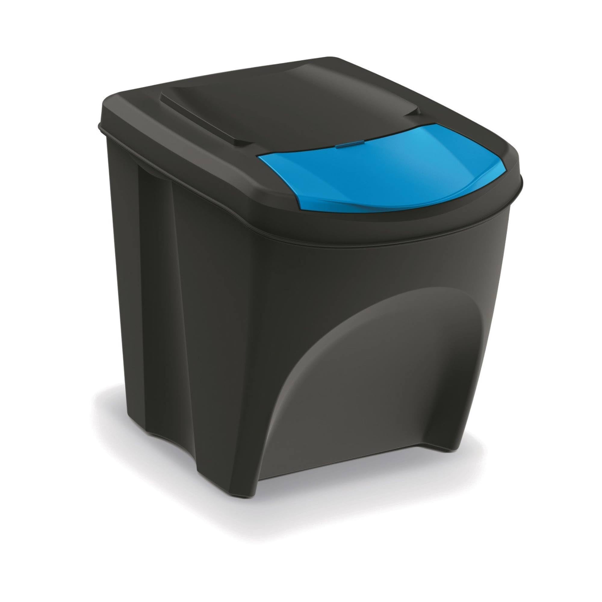 WELL HOME MOBILIARIO & DECORACIÓN Zestaw 4 pojemników na śmieci w 100% z tworzywa sztucznego z recyklingu, czarny, 4x 25 l