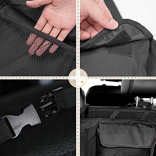 Image of EldHus Rear Car Organizer Storage Trunk Back Seat Organizer Car Backseat Organizer Storage with Pockets, Cloth, Black