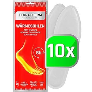 TerraTherm Wärmesohlen für Schuhe – 5, 10 oder 30 Paar – Sohlenwärmer, 100% natürliche Wärme, Fußwärmer Sohlen als auch Schuhwärmer Einlagen, für 8h warme Füße, Wärmeeinlagen für Schuhe