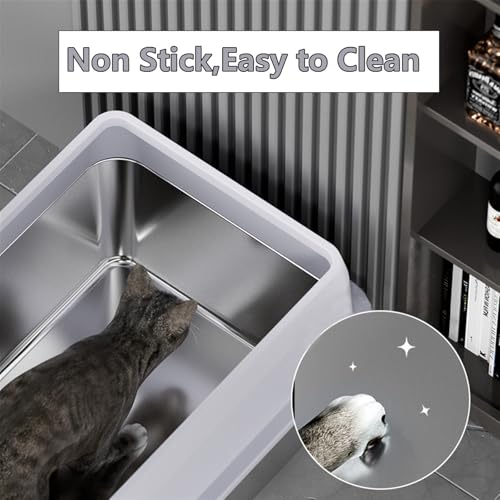 Arenero metálico para gatos grande, acero inoxidable miniatura 3