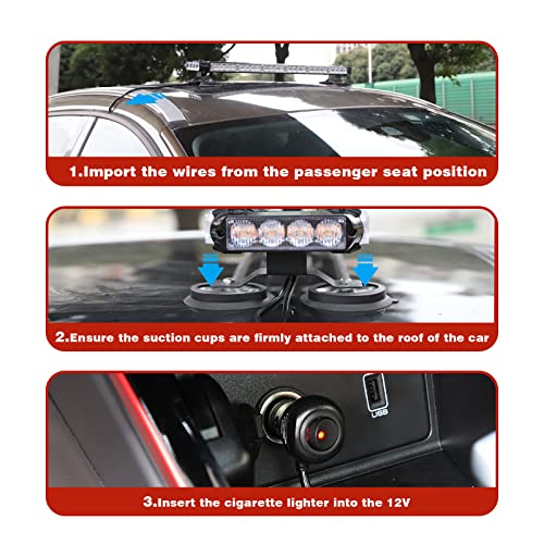 Wineco Red White Roof Top Light Bar Magnetic Flashing 56 Led Emergency Strobe Light Bar For Volunteer Pov Firefighter Ems Law Enforcement Vehicles Police Cars, Double Side Safety Warning Beacon Lights #TOP4