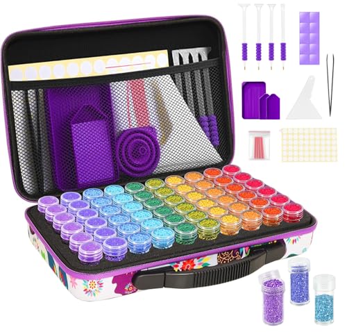 Image of ZORETCO Diamond Painting Storage Box, 60 Slots Bead Storage Containers with Tools Kit for Diamond Art Accessories Craft Jewelry Beads Organizer