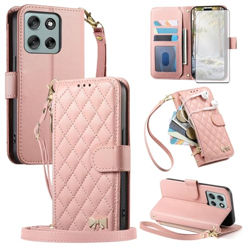 Coque portefeuille Moto G56 5G en cuir PU de qualité supérieure