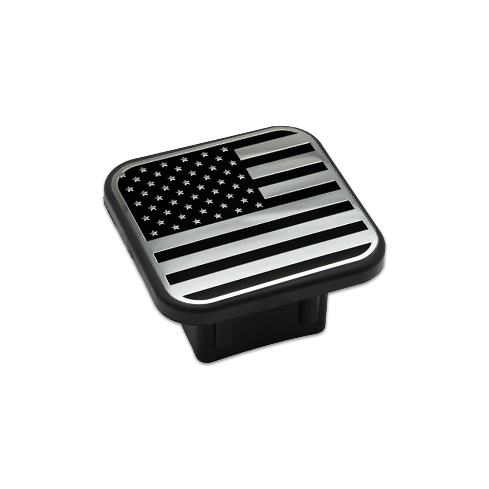 2 Inch American Flag Trailer Hitch Cover Tow Hitch Covers Plug Cap Rubber Fits，for Toyota Jeep Chevrolet Ford Nissan Dodge Ram Porsche Range Rover 2 Inch Hitch Receivers (Silver)