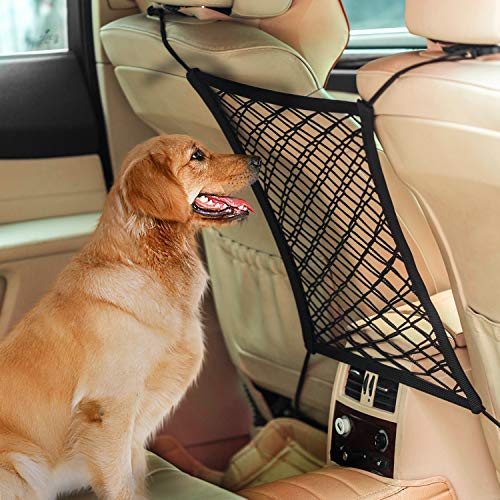 AUTOWN Car Dog Barrier, Auto Seat Net Organizer, Universal Stretchy Car Seat Storage