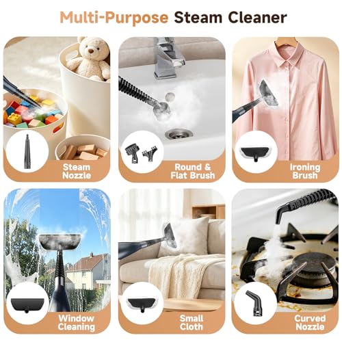 Image of DEVOAC VM6 Scrubbing Steam Mop with Rotating Mop Pads, 10 in 1 Steam Mop, Lightweight Spin Mop & 3 Steam Modes for Hard Floor Laminate Marble Floors (Ink)