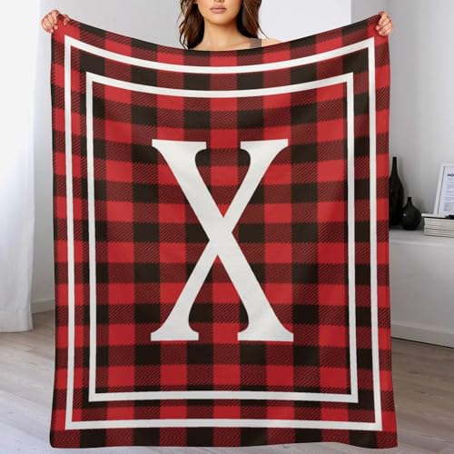 Couverture lettre initiale X monogramme 152x203cm douce pour lit et canapé