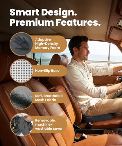 Image of Everlasting Comfort Doctor Recommended Memory Foam Seat Cushion for Office Chairs & Car - Ergonomic Office Desk Accessories - Cushions for Tailbone Pain Relief, Sciatica (Gray, Large)