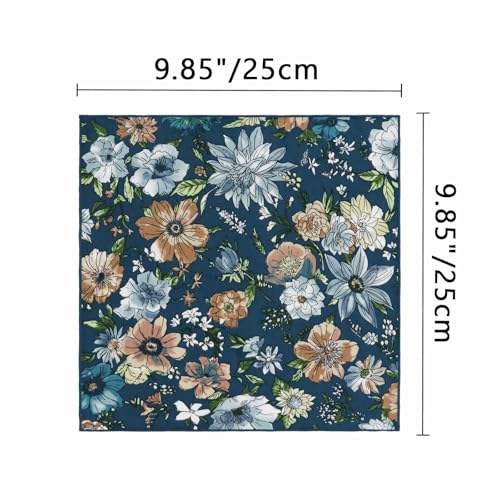 Image of Floral Pocket Squares for Men with Holder Printed Flower Mens Handkerchief Cotton Suit Pocket Hanky for Wedding