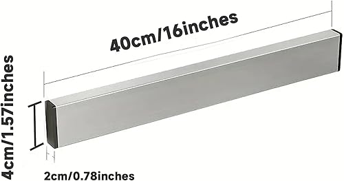 Miniatura 2 de Portacuchillos magnético dorado de 15.7 pulgadas para barra magnética de cuchillos con funcionalidad multiusos como soporte para cuchillos, tira de