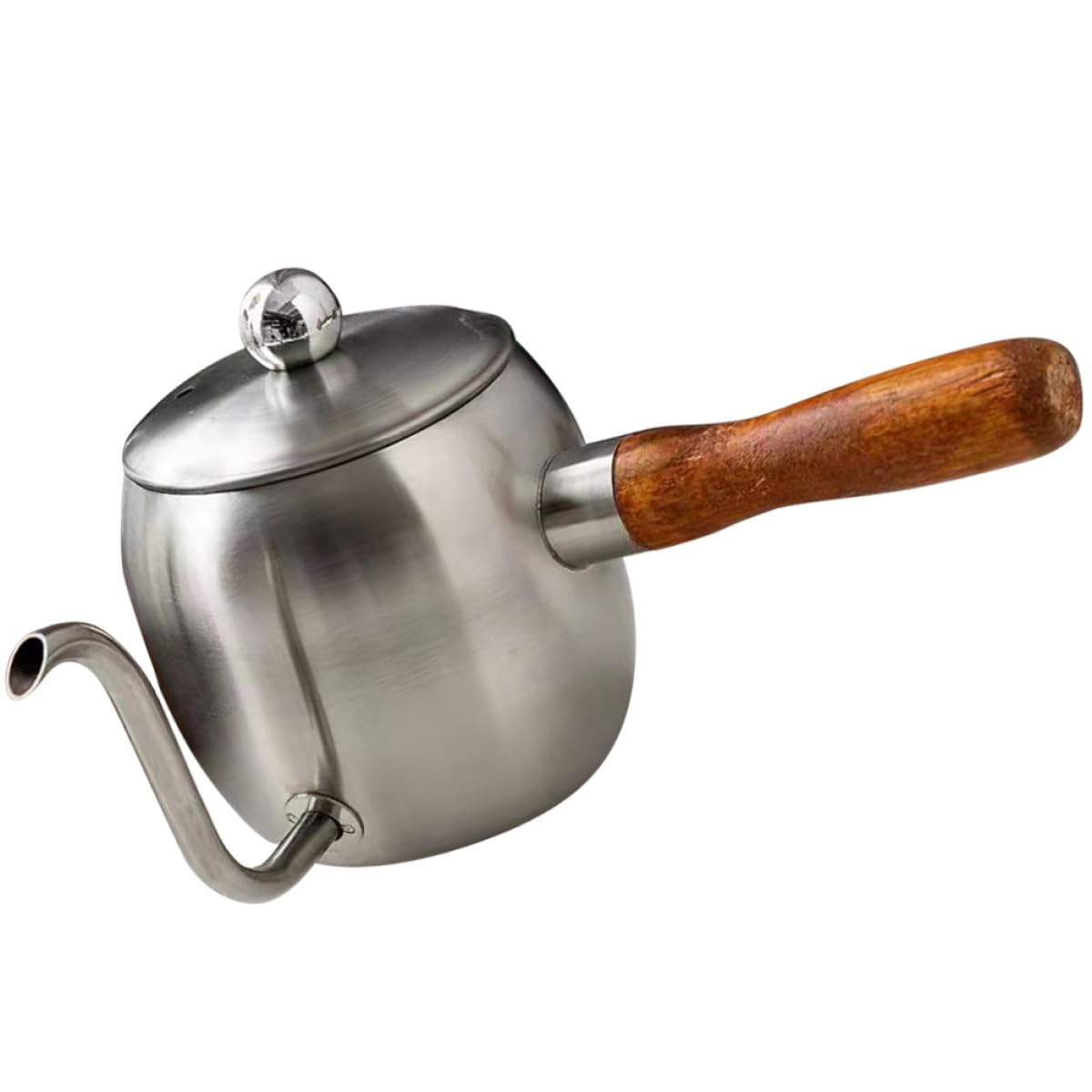 Tetera Pequeña de Café 500 Ml Acero Inoxidable Cuello de Cisne Mango de Madera Resistente para Oficina y Camping Juego Funcional