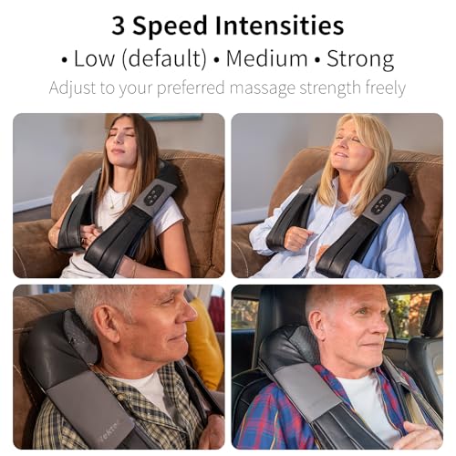 Image of Nekteck Shiatsu Neck Massager with Heat for Pain Relief Deep Tissue, 2026 Upgraded 3D Back Shoulder Kneading Massage Pillow, Body Muscle Relaxation Tools Gifts for Him Her, Black (Cordless)
