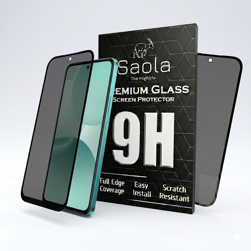 Image of Saola Ultra Privacy Tempered Glass For Realme P4X 5g (PACK OF 1) with Free Installation Kit. Full screen Coverage. Free Replacement If Received Damaged - 6.72 inch
