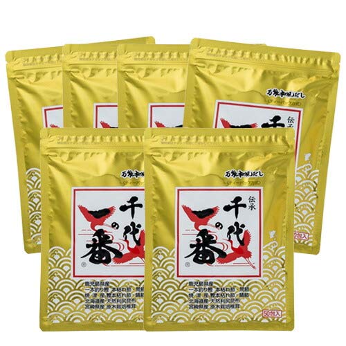 千代の一番 正規品 ゴールド 和風だし 50包入 (8gx50包) x6個セット (レシピ (12品目) 6枚付き)