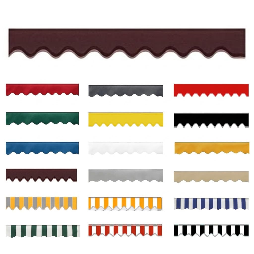 Replacement Awning Valance UV Resistant,Waterproof Fabric Strip Valance Only 26cm Height Durable Scalloped Valance for Awnings Replacement Accessory for Outdoor,Brown,W380xH26cm