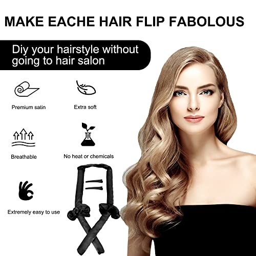 Time to Sparkle 1 SET New Hair Curlers With two ties and two duckbill clips to Sleep In Naturally and No Damage Heatless Curler for Long and Medium Leopard Grain - Image 4
