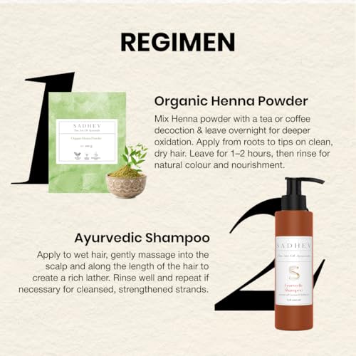 Image of SADHEV Ayurvedic Organic Henna Powder | 100% Pure Farm-Grown Mehendi | Covers Greys,Conditions & Strengthens Hair | Adds Natural Shine & Volume | Vegan,Chemical & Ammonia Free | For Men & Women |100gm