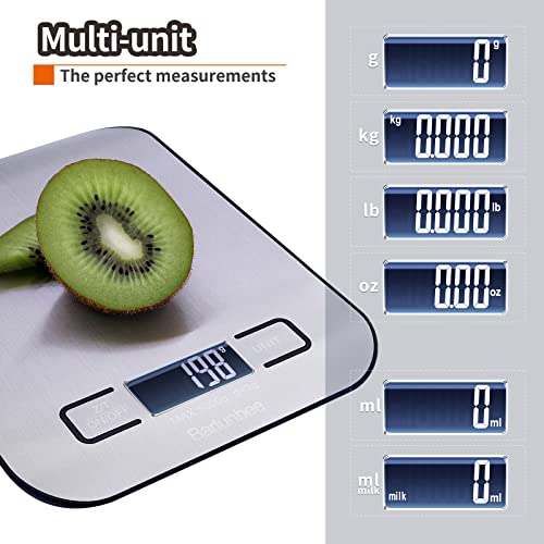 Barlunbee Food Scale,Kitchen Scales Digital Weight Grams And Oz, 11Lb/5Kg With 0.05Oz/1G Precision,6 Units,Tare Function,Stainless Steel,Auto Off #TOP2