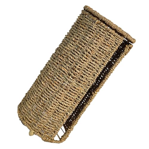 Zerodeko Cestino Porta Fazzoletti con Coperchio in Paglia Intrecciata a Mano Organizer Rotondo Salvaspazio per Carta Igienica e Articoli da Toeletta Contenitore Bagno Multifunzione per