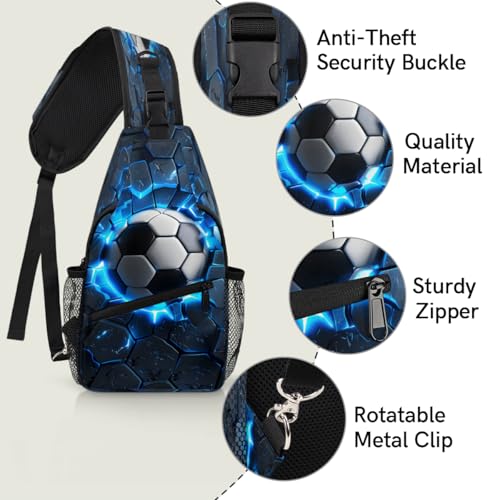 Sports Football Sling Bag Crossbody Sling Backpack Hiking Daypack for Men Women Chest Bag for Travel Running Sports Theme3