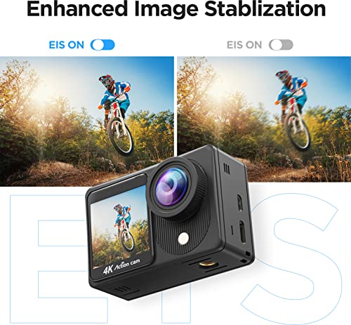 Timnut 4K Action Camera Touchscreen - Dual Screen Ultra Hd Eis Wifi Sports Camera,40M Waterproof Camera 170°Wide Angle Vlog Camera 20Mp Underwater Camcorder With Remote Control And 2 Batteries #TOP4