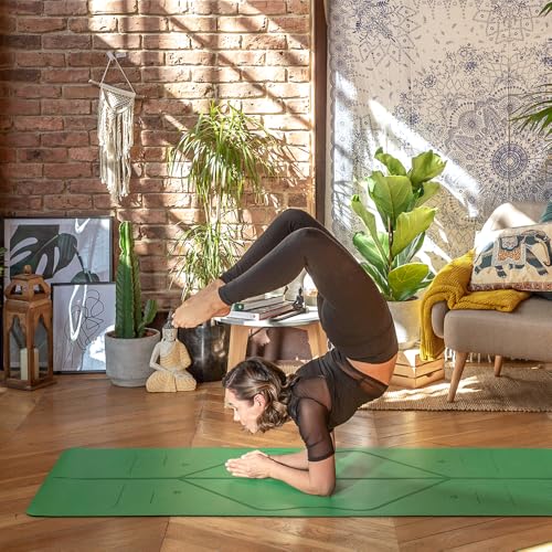 Image of Liforme Original Yoga Mat - Free Yoga Bag Included - Patented Alignment System, Warrior-like Grip, Non-slip, Eco-friendly, sweat-resistant, long, wide, 4.2mm thick mat for comfort