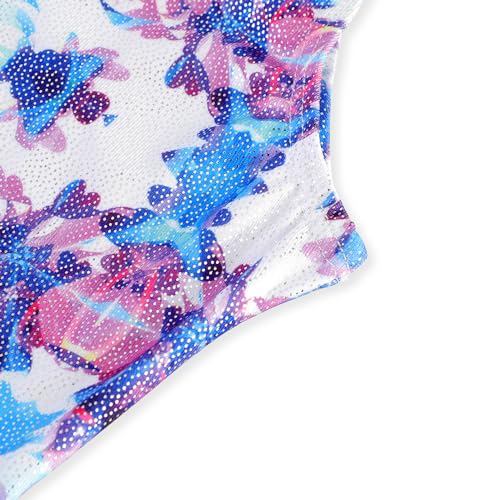 Image of EQSJIU Gymnastics Leotards for Girls Kids Rainbow Mosaic Mermaid Butterfly Stars Leopard Galaxy Tie Dye Cosmos Leopard