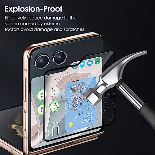 Image of Casodon Tempered Glass Screen Protector Guard for Samsung Galaxy Flip 5 (Black) Full Screen Coverage with Easy Installation Kit