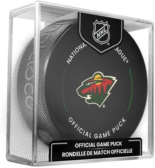 Minnesota Wild Official Game Hockey Puck with Holder