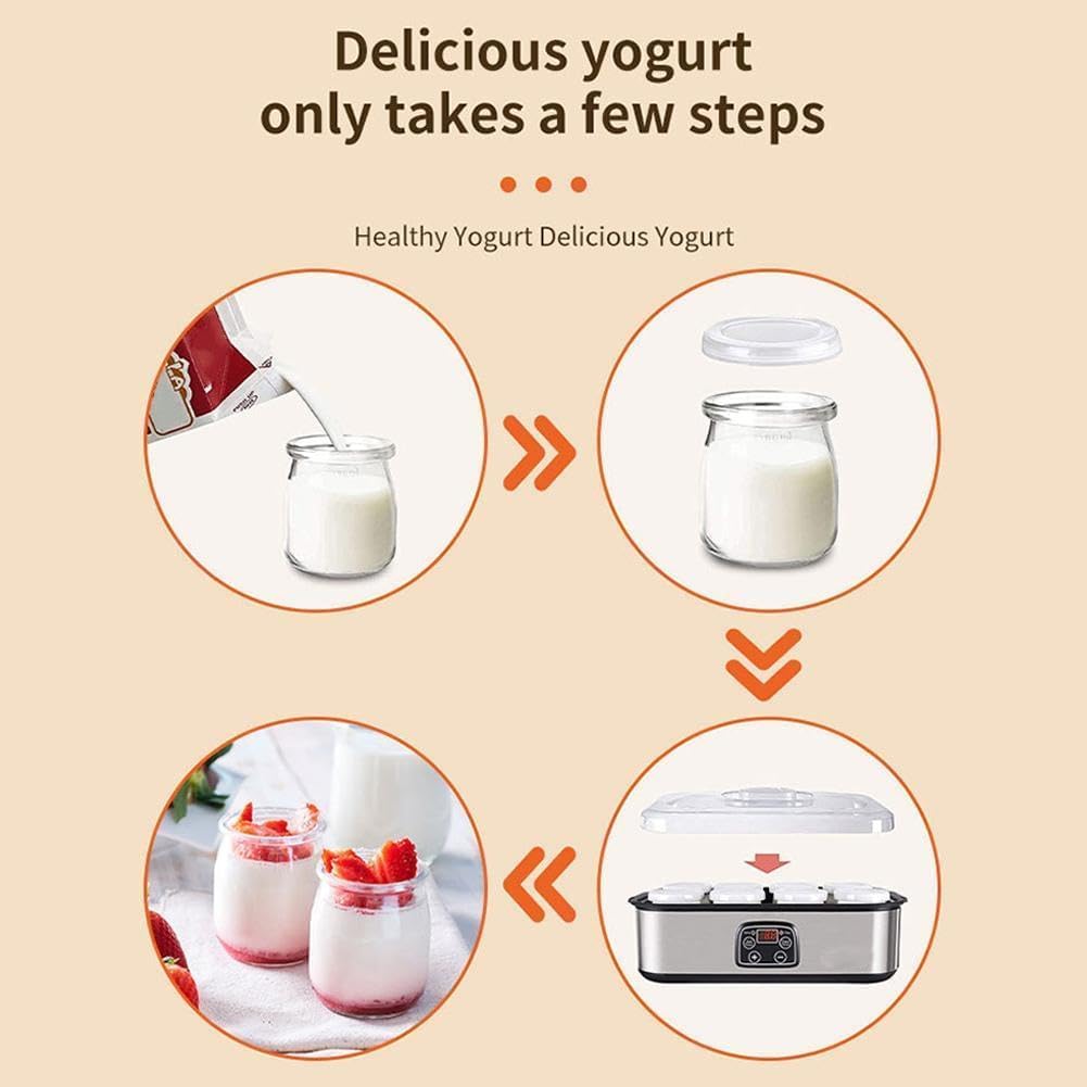 Ultimate Yogurt Maker con 8 tarros de vidrio, máquina automática de yogur de 1400 ml, máquina eléctrica multifunción para yogur orgánico, natto, regalo de salud para hombres y mujeres