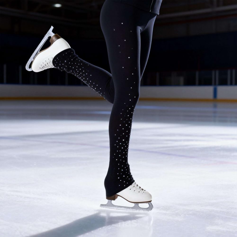 Leggings da donna per pattinaggio artistico, collant per pratica di pattinaggio su ghiaccio, pantaloni da pattinaggio di grado professionale, pantaloni da danza ad alta elasticità