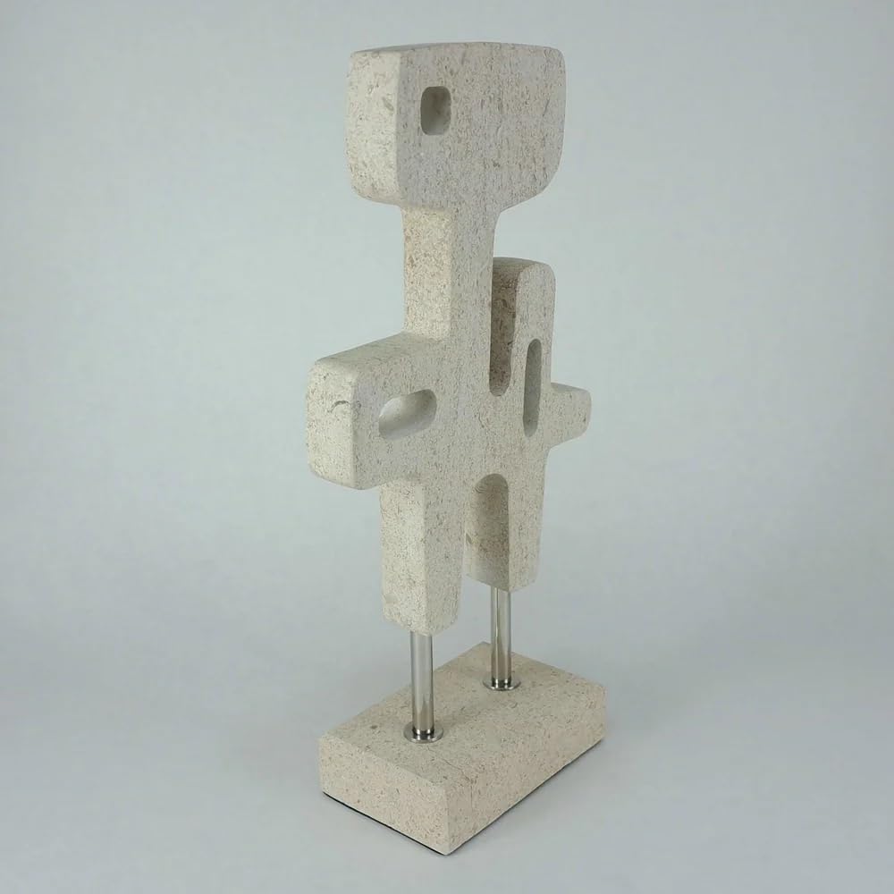 Maison & Werk Kalkstein Skulptur (22 × 43 × 10 cm) – Exklusives Dekoobjekt, Moderne abstrakte Marmor Design Figur für Fensterbank Deko, Wohnzimmer Modern & Deko Wohnzimmer