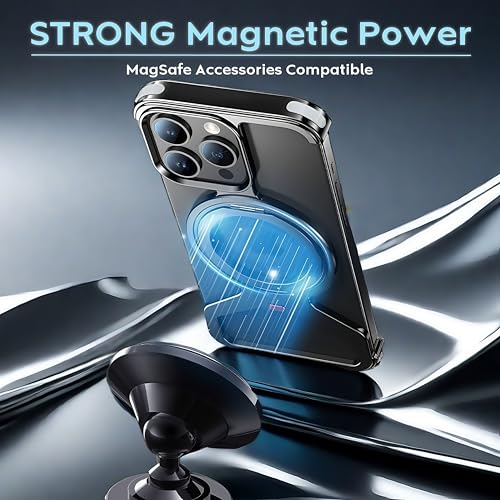 JIAONASHIJIA Fit for MagSafe iPhone 16 Pro Max Metal Frame Case, Military-Grade Shockproof Adjustable Metal Body. 360° Adjustable Ring Kickstand. Drop-Proof airbags. Metal Button. Black. by JIAONASHIJIA - Used condition - Image 7