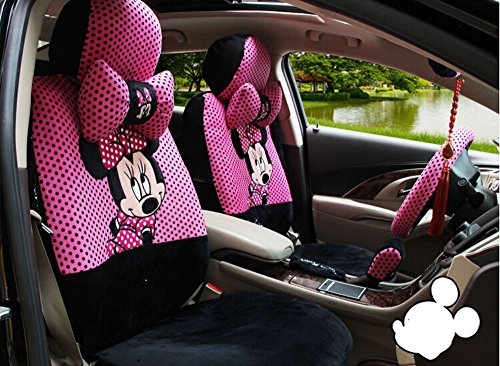 18pcs Maimai88 Pink and Black Dot Fashion Classic Cartoon Monkey Embroidery Soft Plush Car Seat Cove - //coolthings.us