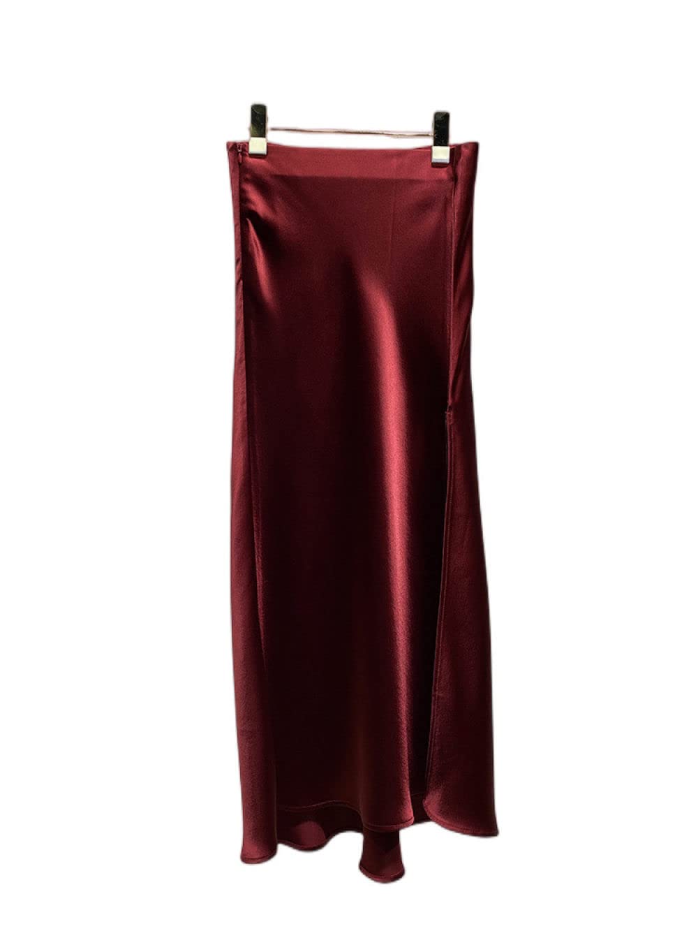 OZEO Röcke,Damen-Midiröcke Aus Glattem Satin, Burgund, Seitenschlitz, Hohe Taille, Hüftumwickelter Rock, Elegante A-Linie, Cocktailparty, Business-Büro, Lange Röcke Für Mädchen, Damen,S