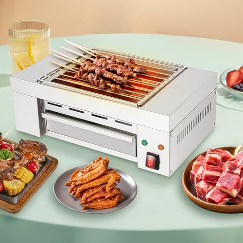 Indoor Electric Grill, 1500W BBQ Korean Grill with Metal Drip Tray, Handle, Removable Griddle and Grill Barbecue Plate for Party Cooking, Stainless Steel