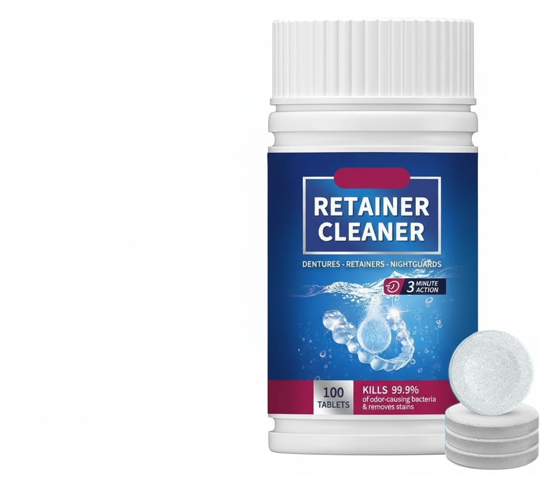 NALACAL 100PCS Retainer Cleaning Tablets, Denture Cleaning Tablets, Removes Odor Oral, Cleaning Retainer Cleaner, for Aligner Mouth Night Guard, Denture Cleaning Tablets for Dental Appliances, Clean