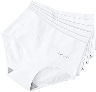 QINCAO Women's Underwear Pack of 6 High Waist Briefs Cotton Underwear Stretch Breathable Panties Soft