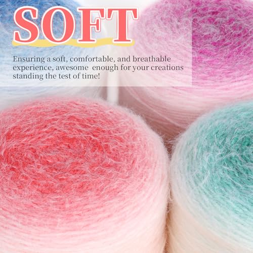 Image of Aeelike Ombre Yarn for Crocheting, 4 PCS Colorful Gradient Yarn #4 Medium, Each 190g(6.7 oz) 400m(437.5 Yards) 71% Acrylic 29% Nynon, Soft Cake Crochet Yarns for Blanket, Scraves, Sweaters, Color Q