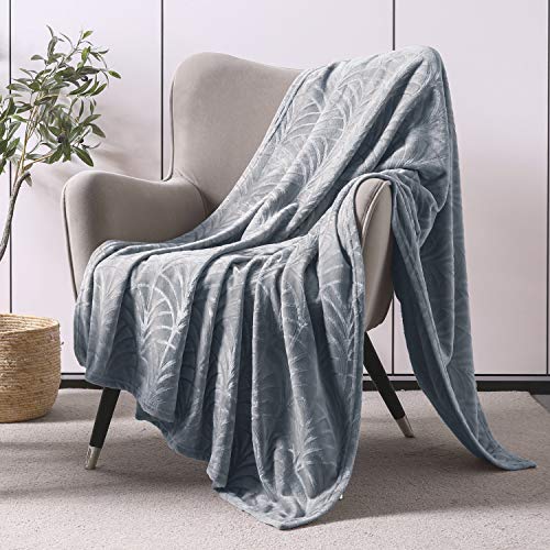 Whale Flotilla Flannel Fleece Throw Blanket for Couch, Soft Fluffy Velvet Sofa Blanket with Decorative Vintage Pattern for All Season, Warm and Lightweight, 50x60 Inch, Silver Grey
