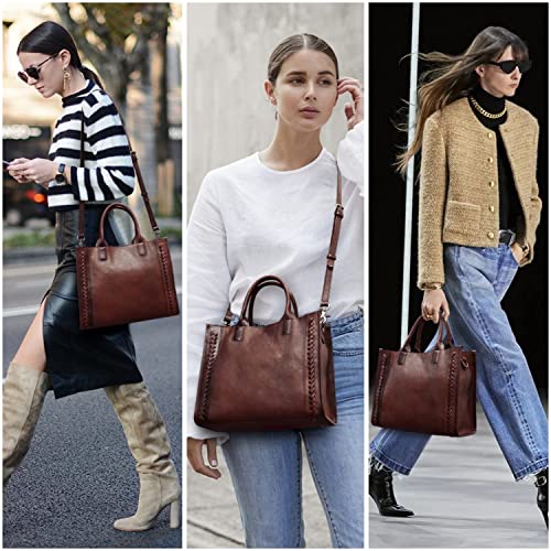 Zhuoliang Genuine Leather Handbags Purses For Women Tote Crossbody Top Handle Bag Leather Satchel Handbag For Women Ladies Coffee #TOP1