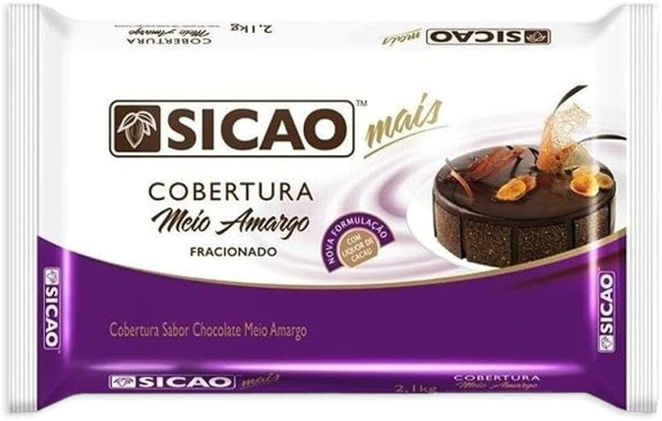 Chocolate Cobertura Meio Amargo em Barra Mais 2,1Kg Sicao
