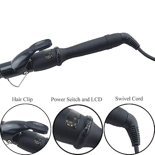 Miniatura 3 de Varita rizadora en espiral de 1.260 in para cabello corto y largo, rizador de cerámica en espiral de barril largo, rizador de barril largo para