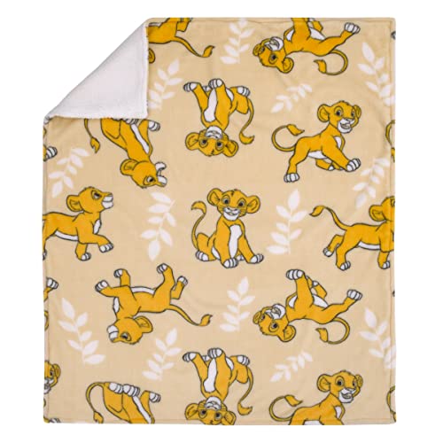 Disney Lion King Tan, Beige And White Simba Super Soft Sherpa Baby Blanket #TOP1