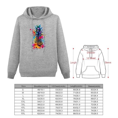 Pineapple with Flowers Unisex Casual Hoodies Long Sleeve Lightweight Pullover Tops Loose Sweatshirt with Pocket2