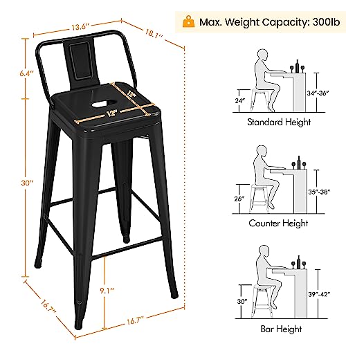 30 inch Metal Bar Stools Set of 4 for Kitchen Indoor/Outdoor Use