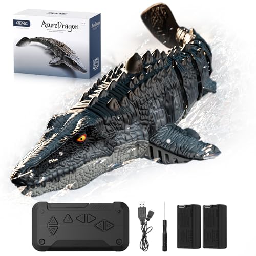 4DRC 2.4Ghz Remote Control Shark Toys for Boys Kids, Remote Control Boat Pool Toy with Light & Spray Water Function for 8 Year Olds Kid Boys Girls Birthday Gifts