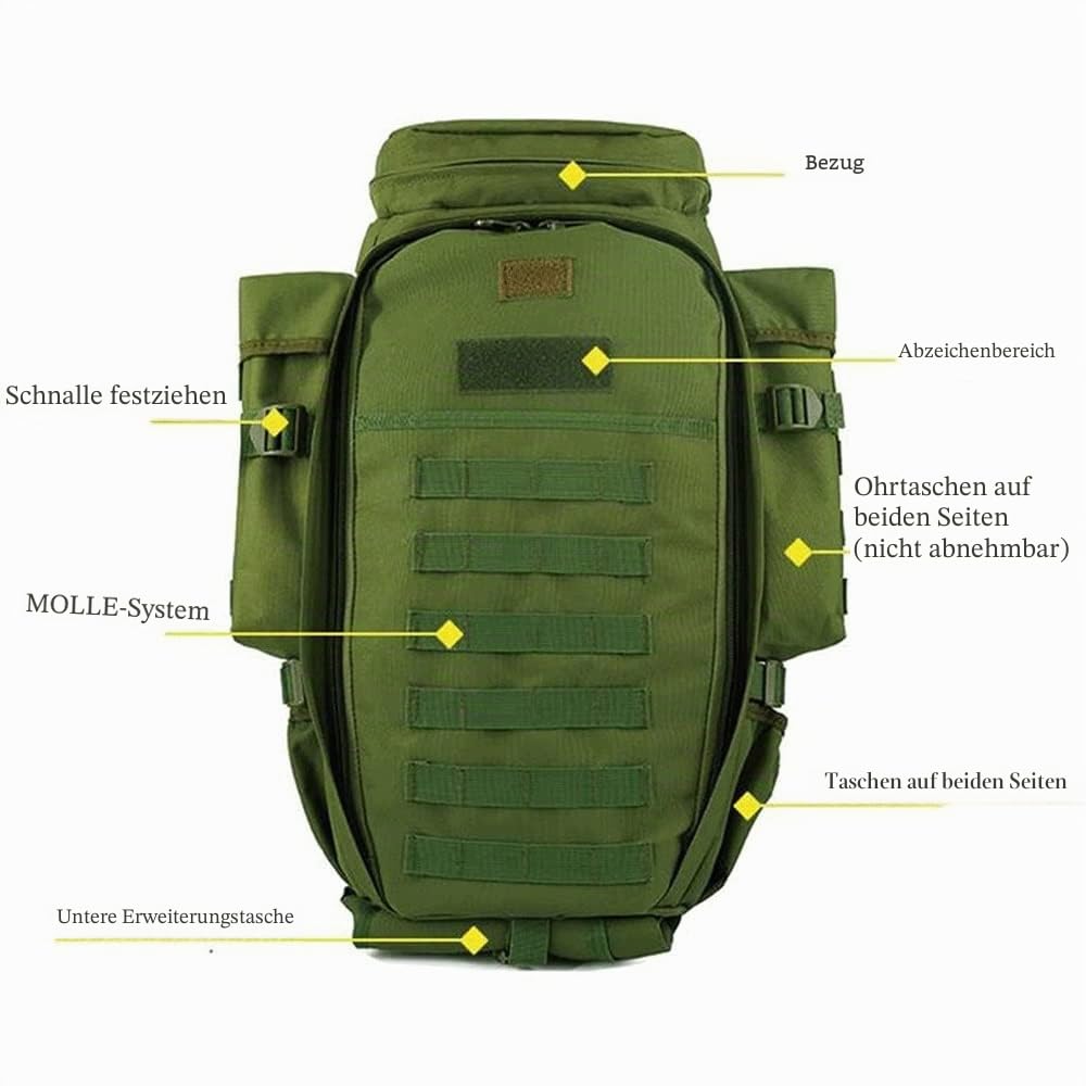 Rucksack,Taktischer Gewehrrucksack,56-75L,Outdoor Wandern Daypacks Wasserdicht Militär Taschen für Männer Reisen Camping Jagd Trekking Klettern Rucksack (Color : A)