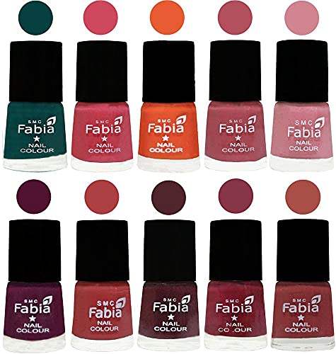 Image of ALL IN ONE (PACK OF 10), Long Lasting Glossy Nail Polish, 6 ml Each, All Vibrant Colours,02109